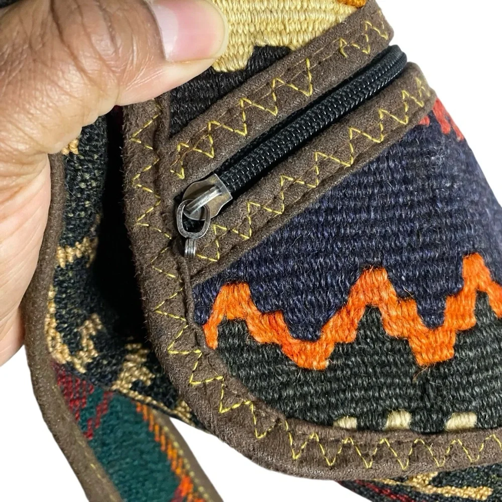 Vintage Multicolor Patterned Wool Knit Shoulder Crossbody Bag - Picture 11 of 11
